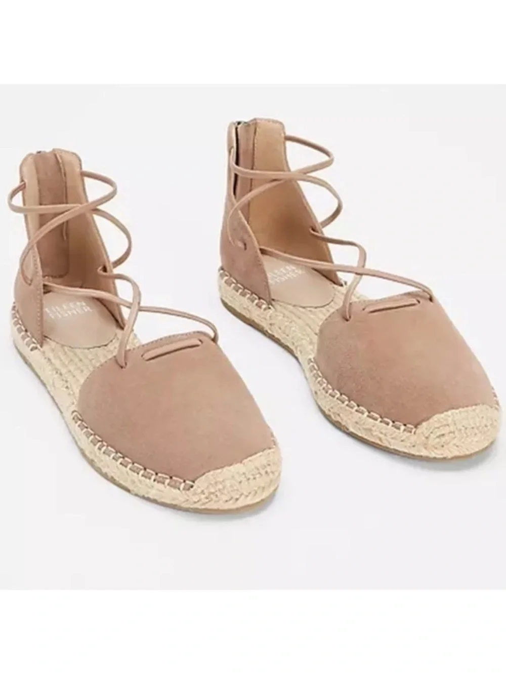 Eileen Fisher Lee D'Orsay Flat Espadrille Sandals Tan Leather- Size 9
